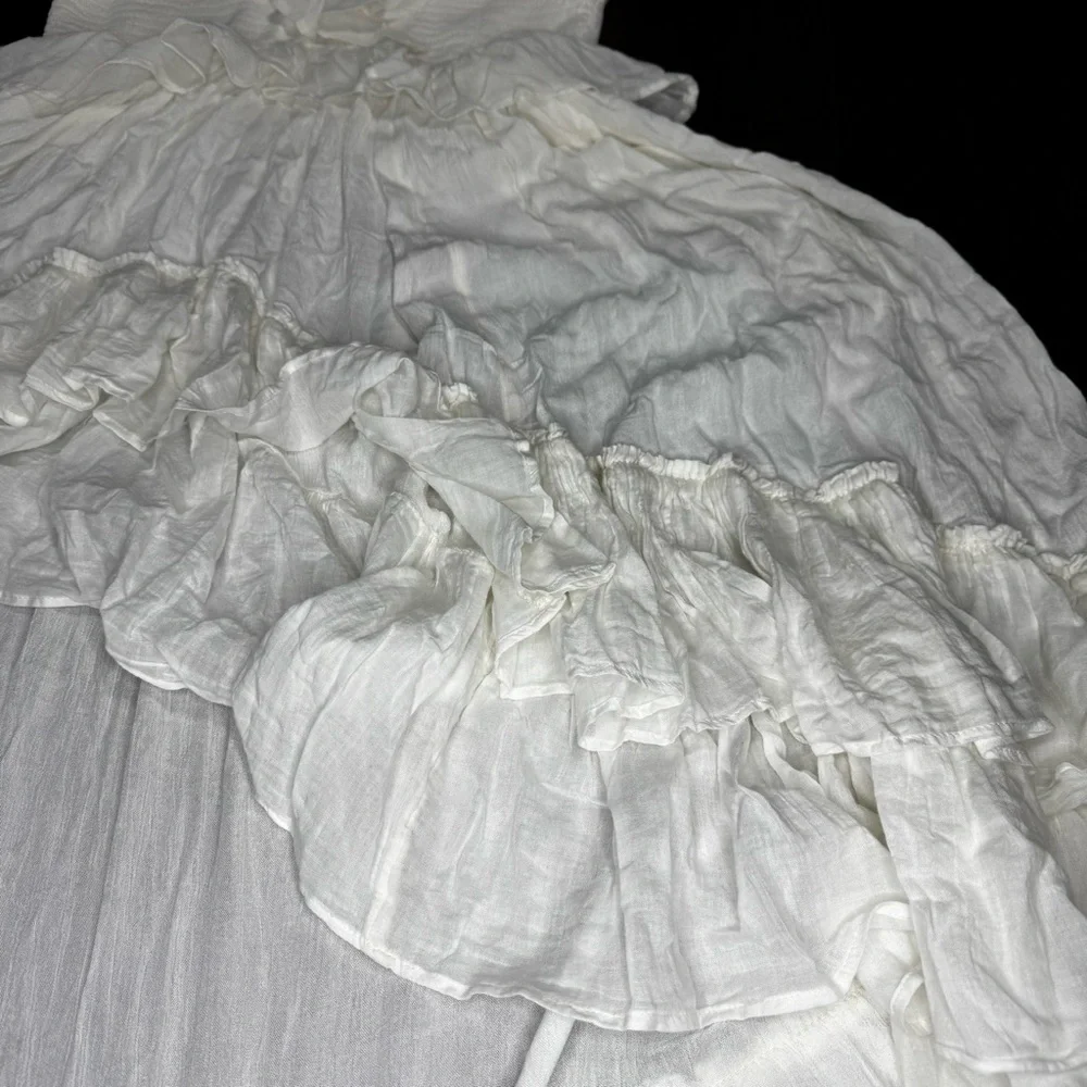 Free People Sunsational Midi Elegant White Ruffled Dress Small Nwt - Picture 6 of 14